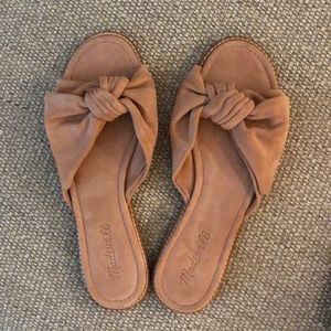 Madewell Suede Bow Sandals - Dusty Rose